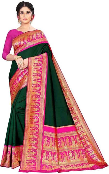 Soft Lichi Silk Saree for Women with Rich Pallu & All-Over Jacquard Work