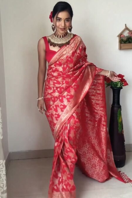 Ready to Wear Lilan Cotton Saree with Golden Weaving