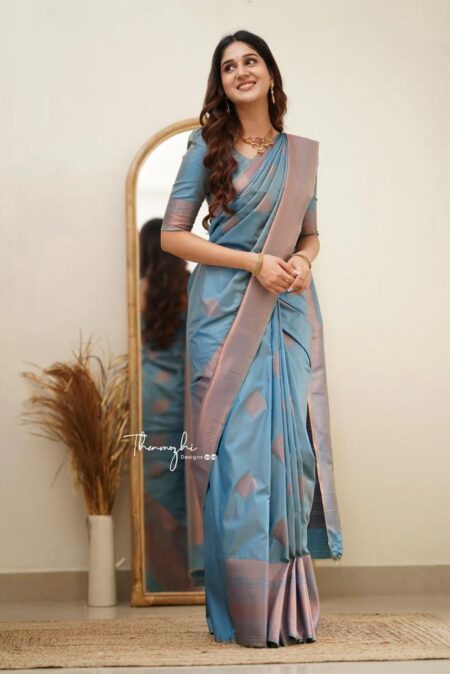 Soft Lichi Silk Saree with Rich Pallu & Jacquard Work