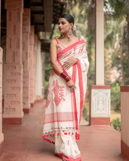Lilan Slab Cotton Saree with Rich Pallu & Jacquard Work