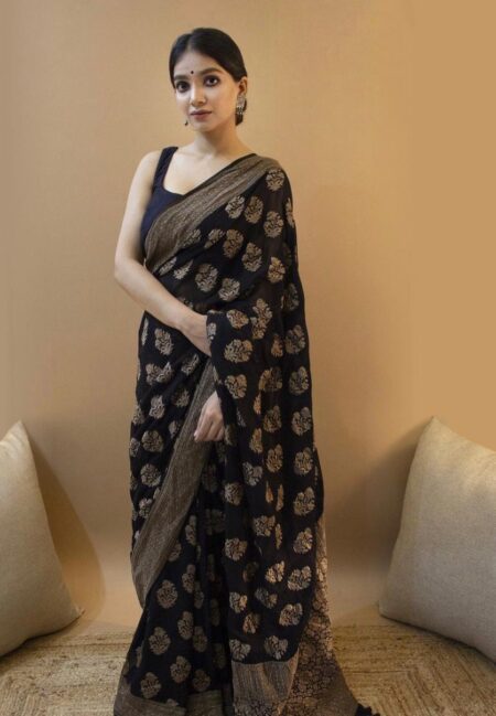 Soft Lichi Silk Saree for Women with Rich Pallu & All-Over Jacquard Work