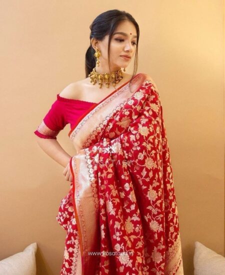 Soft Lichi Silk Saree for Women with Rich Pallu & All-Over Jacquard Work