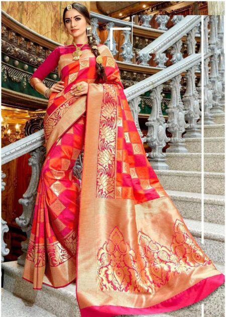 Soft Lichi Silk Saree for Women with Rich Pallu, All-Over Jacquard Work & Heavy Zahlar