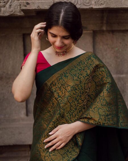 Soft Lichi Silk Saree with Zalar & Tassels